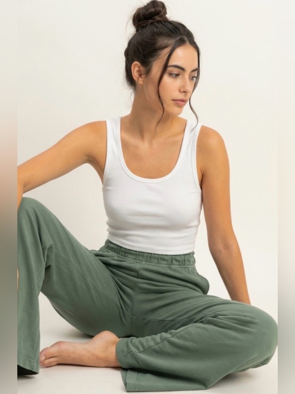 294 High waisted green Wide leg pants